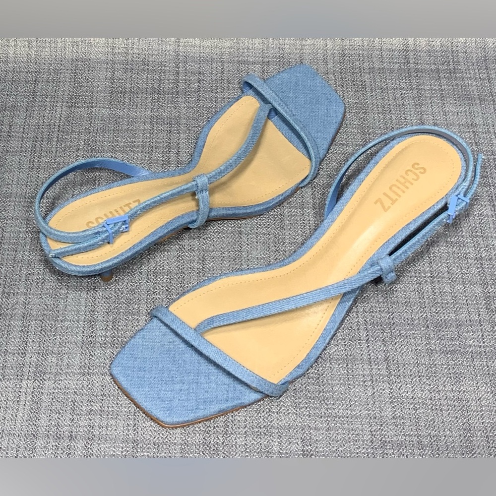 SCHUTZ Heloise Denim Slingback Sandal Azul - Picture 2 of 7